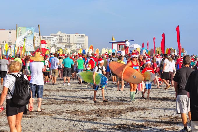 surfing santas